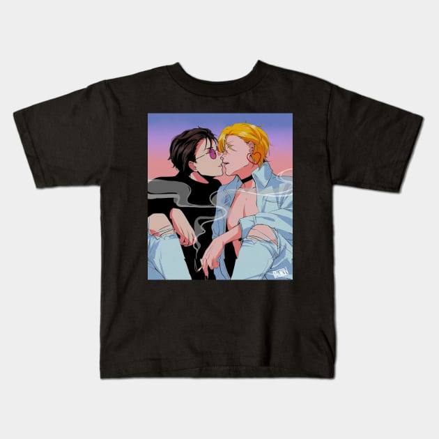 Ash and Eiji in the 80s Kids T-Shirt by MykaAndSalmon